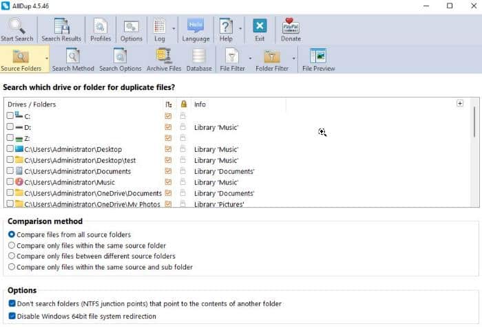 AllDup: Duplicate File Finder for Windows11/10